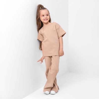 Костюм детский (футболка, брюки) KAFTAN, размер 32 (110-116 см), бежевый