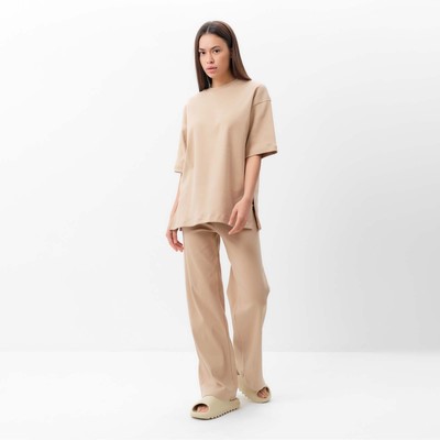 Костюм женский (футболка, брюки) MIST, размер 40-42, бежевый