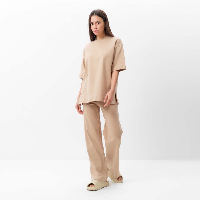 Костюм женский (футболка, брюки) MIST, размер 48-50, бежевый - Фото 1