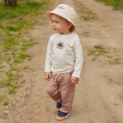 Костюм детский (лонгслив, брюки) «Крошка Я» Dreamer, рост 92-98 см, бежевый