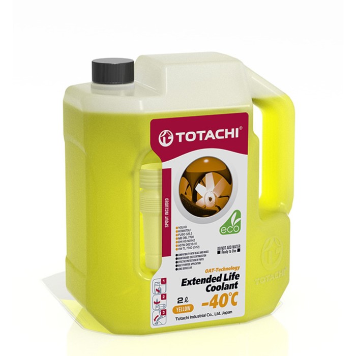 Антифриз Totachi ELC -40 C, жёлтый, 2 л - Фото 1