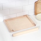 Доска пельменная с бортиками+ скалка прямая, доска 38x30,скалка 36x3,5 см - фото 25389213