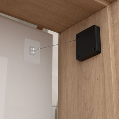 Доводчик дверной ТУНДРА, до 20 кг, черный, натяжение 1000 г, длина троса 100 см