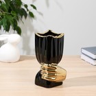 Ваза «Дерк», полосы, d=8.5 см, h=19.5 см, керамика, золотисто-чёрная - фото 25633332