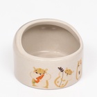 Миска керамическая «Хомяк и еда» 65 мл, 6.3×4.5 см, бежевая с принтом - Фото 2