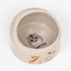 Миска керамическая «Хомяк и еда» 65 мл, 6.3×4.5 см, бежевая с принтом - Фото 4
