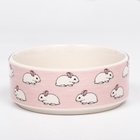 Миска керамическая «Кролики» 200 мл, 10.5×4 см, розовая - Фото 3