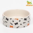 Миска керамическая «Кошки-рыбки» 300 мл - 11.5×11.5×5 см, бежевая - Фото 2