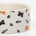 Миска керамическая «Кошки-рыбки» 300 мл - 11.5×11.5×5 см, бежевая - Фото 5