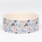 Миска «Абстракция котов», 300 мл, 11.5×11.5×5 см, керамика, голубая, белая - Фото 3