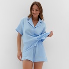 Пижама женская (рубашка, шорты) KAFTAN Basic, размер 44-46, голубая - Фото 5