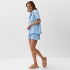 Пижама женская (рубашка, шорты) KAFTAN Basic, размер 44-46, голубая - Фото 3
