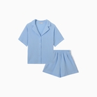 Пижама женская (рубашка, шорты) KAFTAN Basic, размер 44-46, голубая - Фото 6