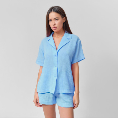 Пижама женская (рубашка, шорты) KAFTAN "Basic" р. 44-46, голубой