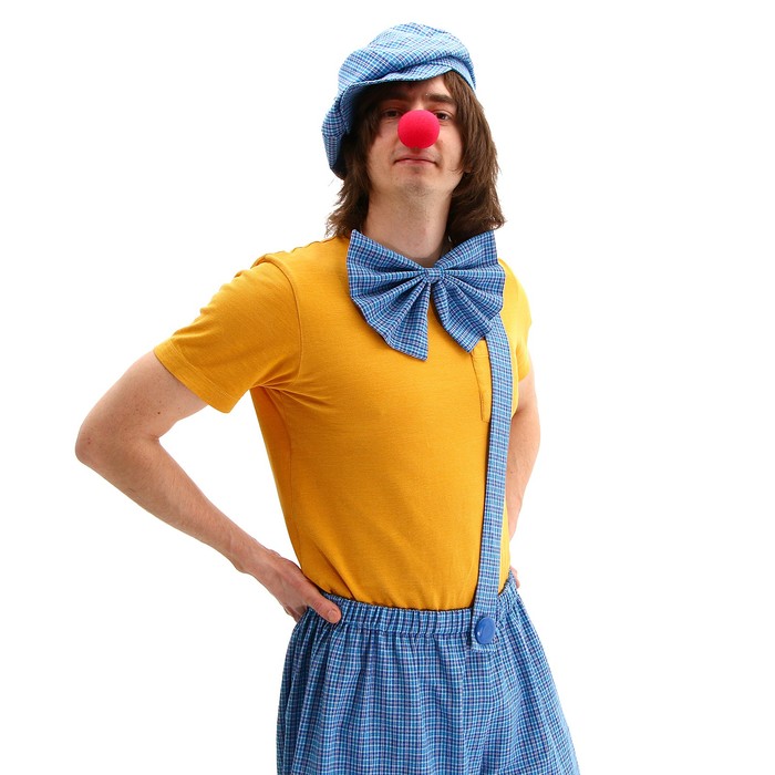 Карнавальный костюм «Клоун с бабочкой», голубая клетка, р. 48-56 - фото 1910677341