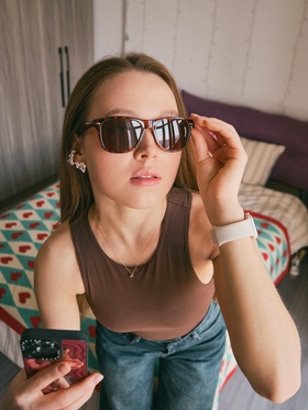 Очки солнцезащитные женские «OneSun. Wayfarer», uv 400, линза 5×6 см, коричневый  (артикул 9424132)  большой выбор товаров оптом и в розницу по низким ценам с доставкой