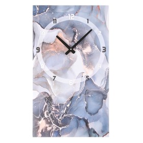 Часы-картина настенные, серия: Интерьер, "Синий мрамор", плавный ход, 35 х 60 см