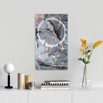 Часы-картина настенные, интерьерные "Серый мрамор", 35 х 60 см, на холсте, бесшумные