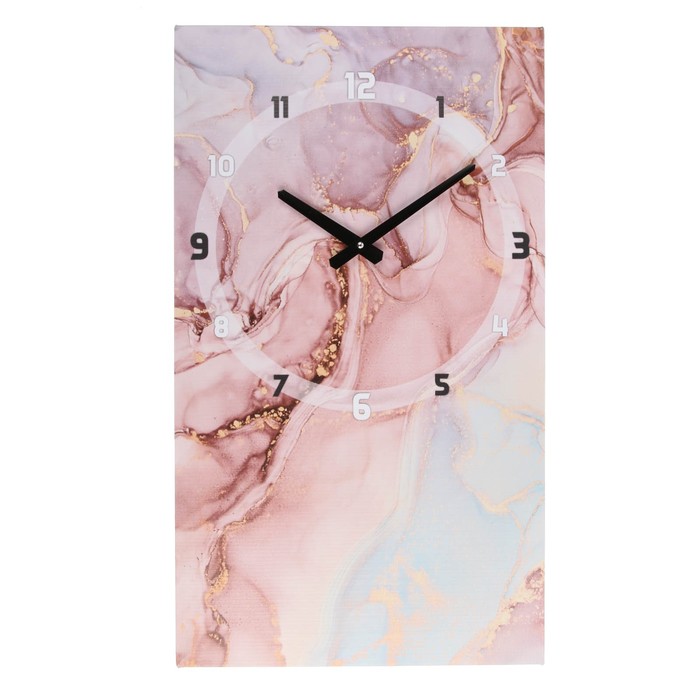 Часы-картина настенные, серия: Интерьер, &quot;Розовый мрамор&quot;, плавный ход, 35 х 60 см