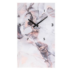 Часы-картина настенные, интерьерные "Белый мрамор", 35 х 60 см, на холсте, бесшумные
