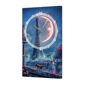 Часы-картина настенные, серия: Интерьер, "Париж", плавный ход, 35 х 60 см