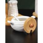 Набор для специй на деревянной подставке BellaTenero, 4 предмета: солонка 70 мл, перечница 70 мл, сахарница 250 мл, салфетница, белый - Фото 5