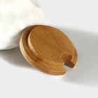 Сахарница с ложкой на бамбуковой подставке BellaTenero, 140 мл, фарфор, белая - Фото 3