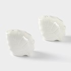 Набор фарфоровый для специй на бамбуковой подставке BellaTenero «Листья», 4 предмета: солонка 120 мл, перечница 120 мл, салфетница, подставка, белый - Фото 6