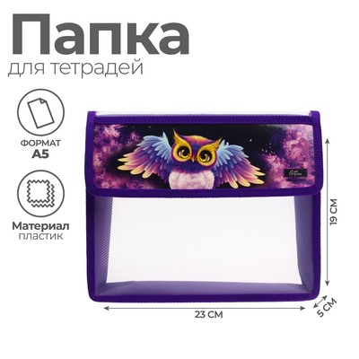 Папка для тетрадей, А5, пластиковая, 23×19×5 см