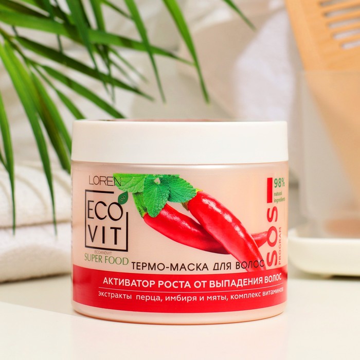Термо-маска для волос , ECOANDVIT SUPER FOOD  Активатор роста от выпадения волос , 380 мл 36207