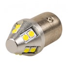 Автолампа диод Skyway S25 (P21W), 12-24 В, 10 SMD диода BAY15d, 2-конт биполярная, белая 9756238 - фото 4409526