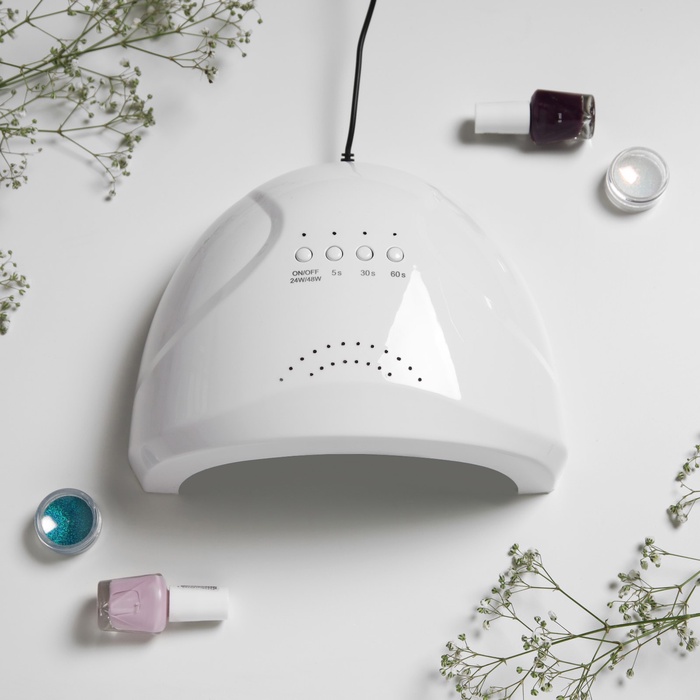 УЦЕНКА Лампа для маникюра Luazon LUF-17, LED, 48 Вт, 30 диодов, таймер, USB, белая - Фото 1