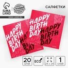 Салфетки бумажные однослойные «Happy Birthday», 24х24 см, набор 20 шт. - фото 319550718