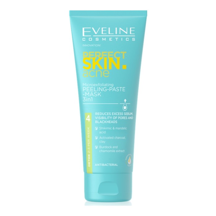 Паста-пилинг Eveline Perfect Skin Acne, с микроотшелушевающим эффектом, 75 мл - Фото 1