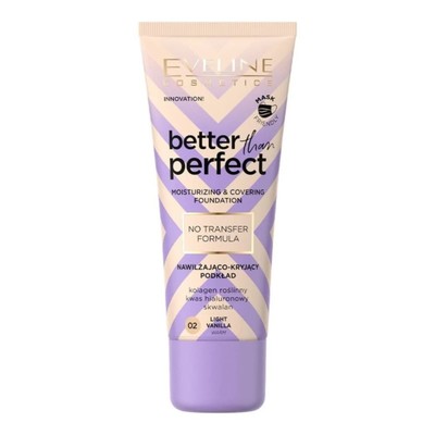 Тональная основа Eveline Better Than Perfec, тон 02 light vanilla, 30 мл