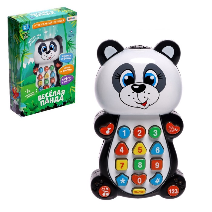 УЦЕНКА Игрушка музыкальная обучающая ZABIAKA «Панда», с проектором, работает от батареек - Фото 1