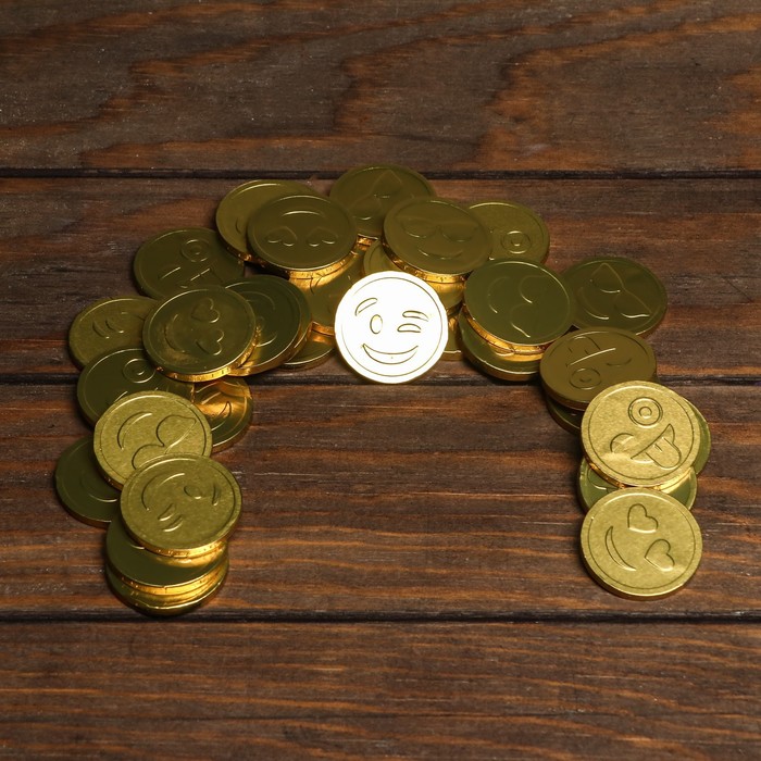 Шоколадные монеты в банке «Смайлик», 6 г - Фото 1