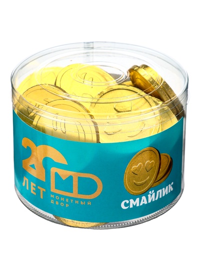 Монеты шоколадные «Смайлик», в банке, 6 г