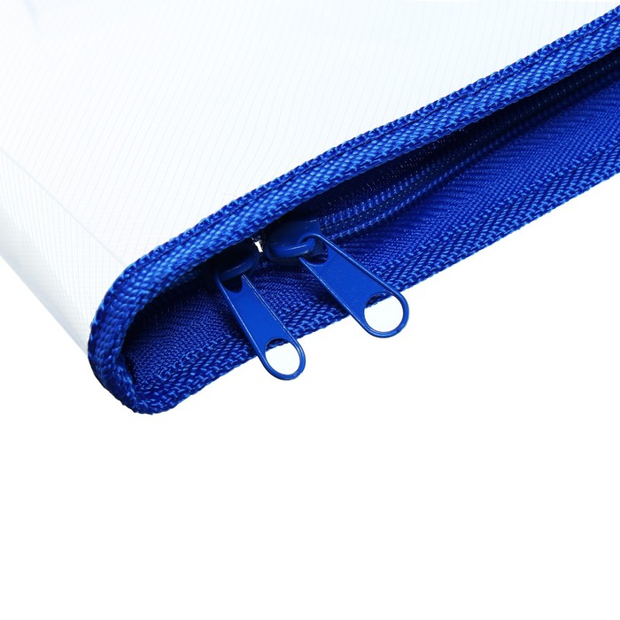 Папка пластиковая с ручками,А3,молния вокруг,Офис,прозрачная/синяя,рифленая(460х320х25мм)