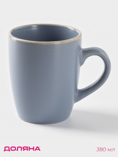 Кружка Доляна «Ваниль», 380 мл, керамика, голубая