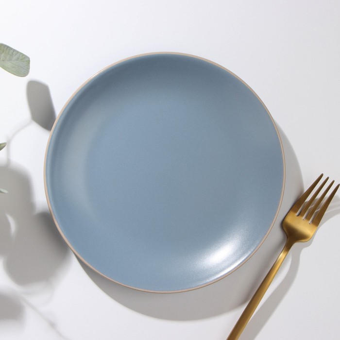Тарелка керамическая десертная Доляна «Ваниль», d=19,5 см, цвет голубой - Фото 1