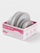 Тарелки Доляна «Ваниль», 18 предметов: 6 тарелок d=19 см, 6 тарелок d=27 см, 6 мисок d=19 см, керамика, белые - фото 7724120