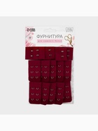 Застёжка для бюстгальтера, 3 ряда 2 крючка, 3×3 см, 3×5 см, 10 шт., бордовая 9438046 - фото 16767884