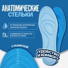 Стельки для обуви, универсальные, влаговпитывающие, 35-40 р-р, пара, цвет голубой - фото 319551815