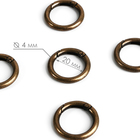 Кольцо-карабин, d = 20/28 мм, толщина - 4 мм, 5 шт, цвет бронзовый - фото 319551854