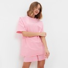 Комплект (футболка, шорты) женский MINAKU: Casual Collection цвет светло-розовый, р-р 44 - Фото 2