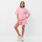 Комплект (футболка, шорты) женский MINAKU: Casual Collection цвет светло-розовый, р-р 46 - Фото 5