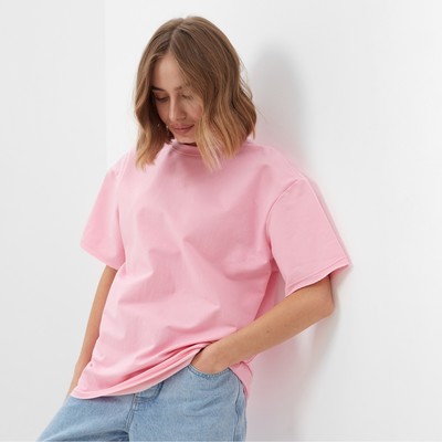 Футболка женская MINAKU OVERSIZE FIT: цвет светло-розовый, р-р 42