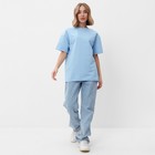 Футболка женская MINAKU OVERSIZE FIT: цвет голубой, р-р 50 - Фото 2