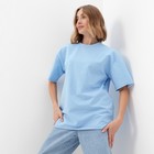 Футболка женская MINAKU OVERSIZE FIT: цвет голубой, р-р 50 - Фото 3